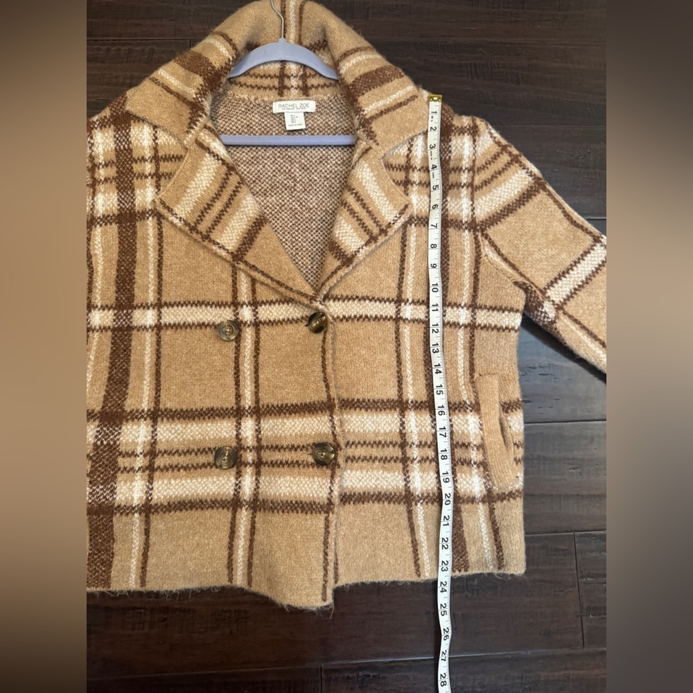Rachel Zoe warm flannel winter jacket preppy boho cardigan neutral coat - Picture 2 of 9